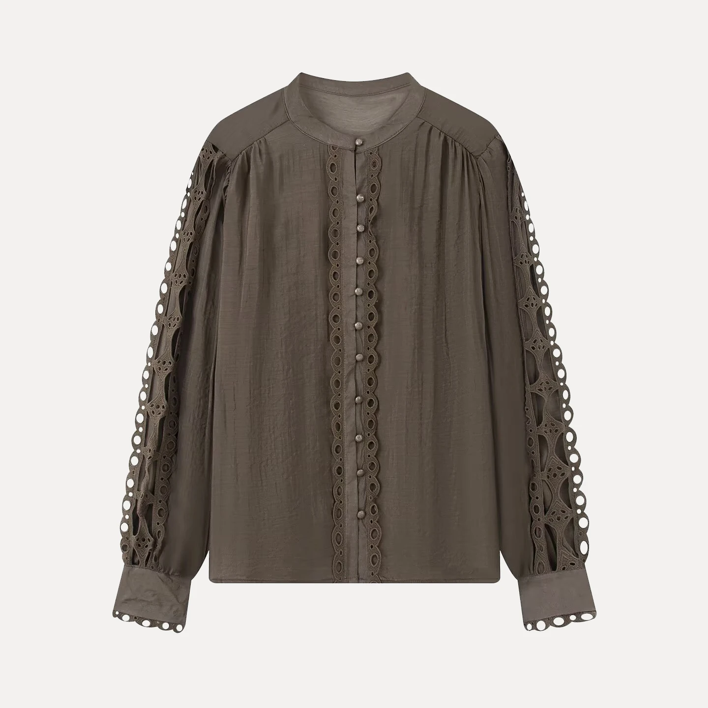 

Ele Commuter Women's irt Casual Sle Lace Trim Versatile Faionable Autumn 2025 Z Long Sve Top