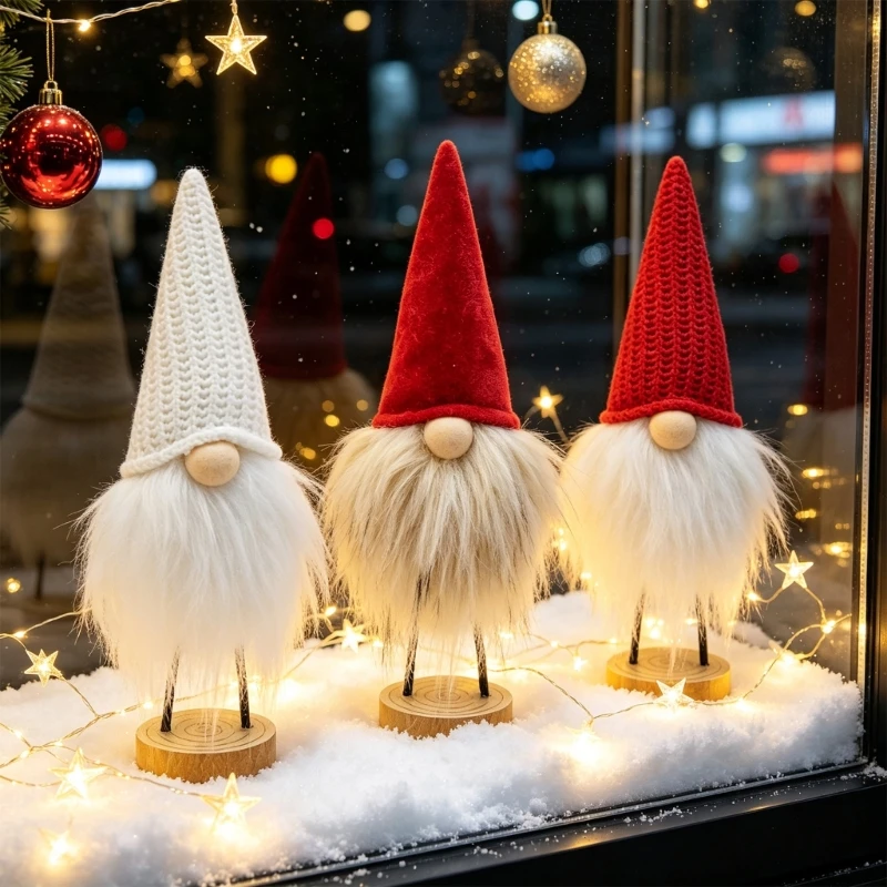 Swedish Santa Tomte Elf Stuffe Dwarf Plush Christmas Gnomes Decors Holiday Tomte Figurine Standing Fabric Figure with 37JD