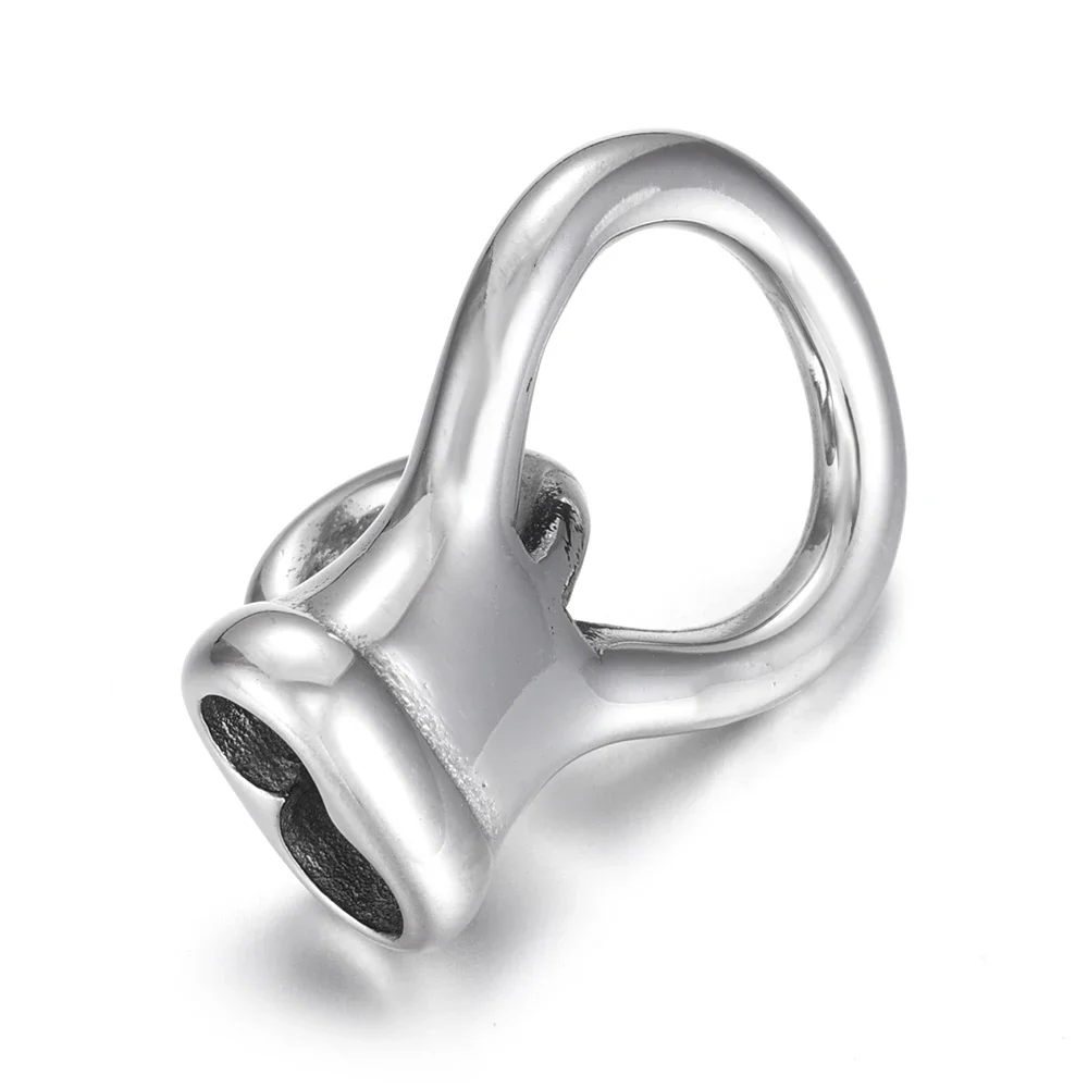 Stainless Steel End Cap Hook Double Hole 5mm Connector Leather Cord Toggle Clasp Bracelet Jewelry Making DIY Supplies