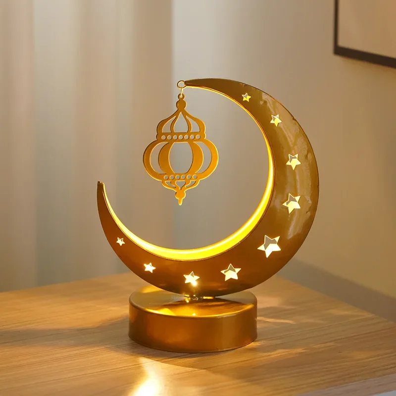 LED Table Lamp Wrought Iron Moon Lamp Muslim Middle East Festival Decoration Night Light