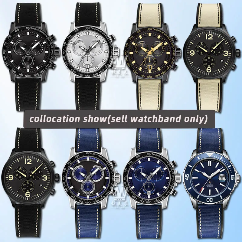 Aangepast Aan De Tissot T125 Speed Seagull Ocean Star Serie Hoge Kwaliteit Nylon Patroon Rubber Horlogeband 22Mm