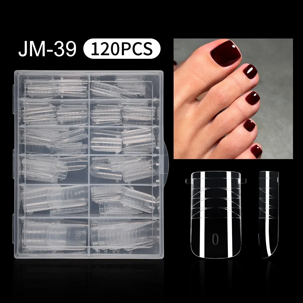 120 pièces nouveau double formes orteil ongles moule acrylique couverture complète faux conseils ongle formes supérieures pour Extension
