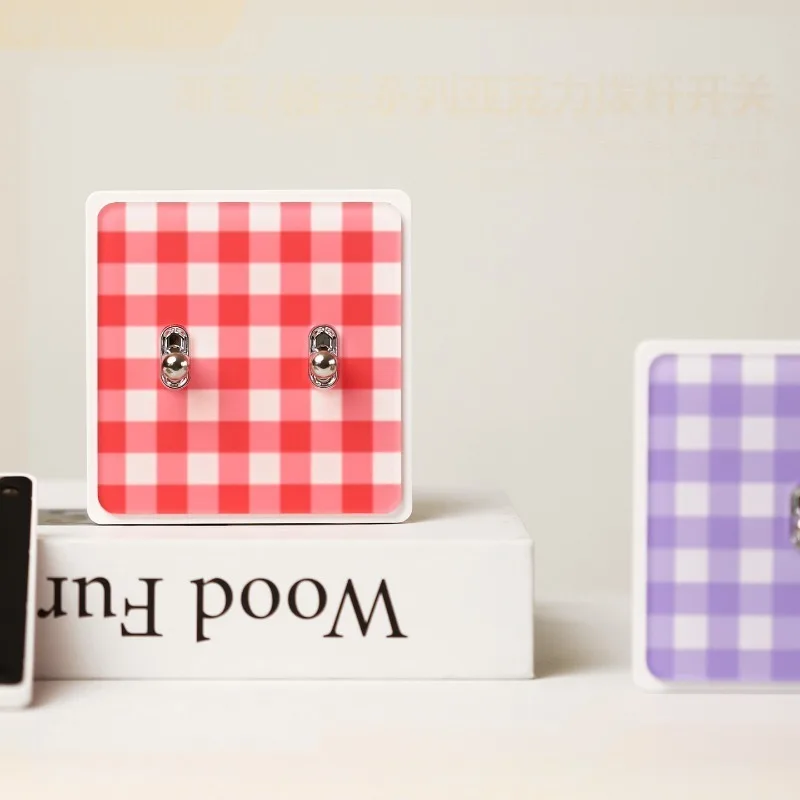 Switch single control double control acrylic lattice, switch 86 panel, wall switch creative retro art