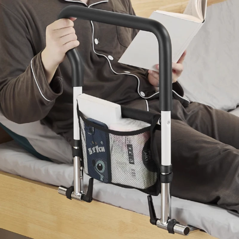 

Elderly Bedside Rails Assist No-Drill Handrail Carbon Steel Rail High Load Capacity Safety Barrier Easy-Install Support Handrail