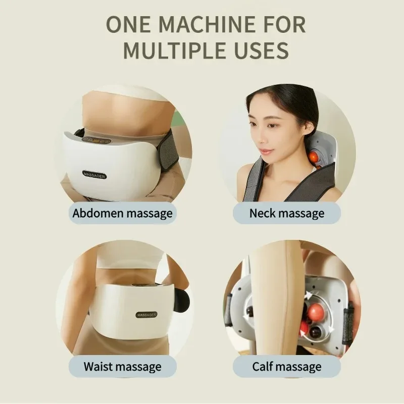 Electric Abdominal Massager Fully Automatic Neck Back Waist Massage Bian Stone Tummy Kneading Instrument Wireless Protable Gift