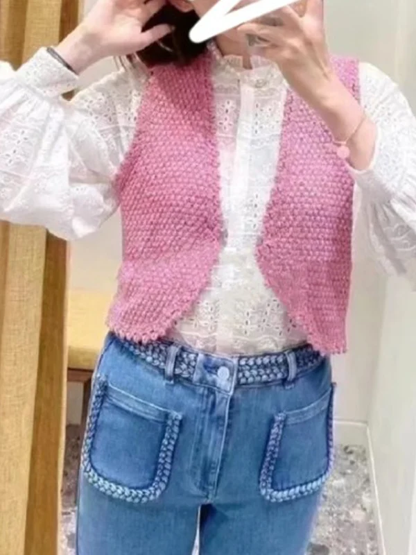 

Versatile Girlfriend M Home Summer New Small Fraance Sle Single Button Twist Svel Knitted Vest Underwear Tank Top