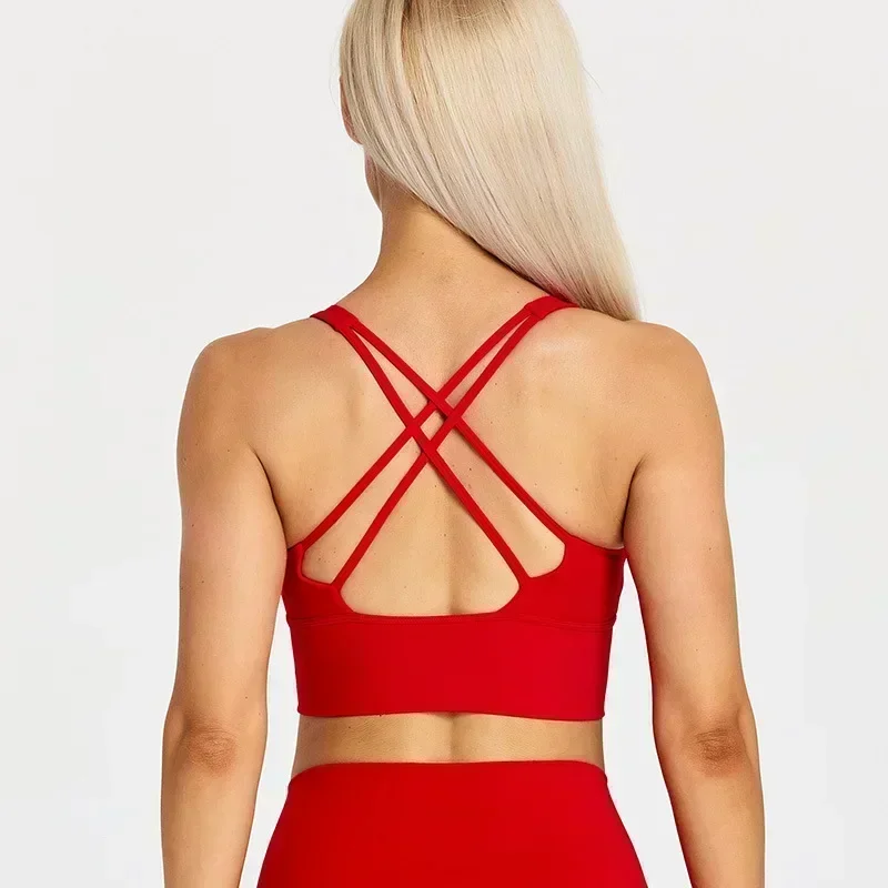 

Lemon Women Shock-proof Sports Bras Running Workout Vest Top Sexy Cross Yoga Fitness Bra Padded Push Up Athleti Crop Tank Tops