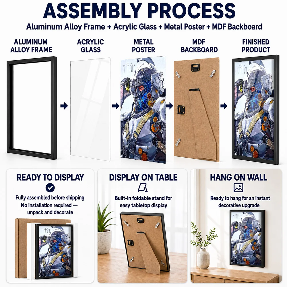 Death Stranding Sam Porter Bridges Framed Metal Poster Customized Comic Style Wall Art For Home Office, Gaming Enthusiast Gift