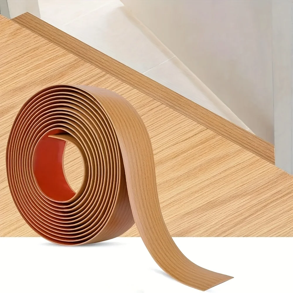 Elegant Self-Adhesive PVC Floor Transition Strip, Imitation Wood Grain Surface, Floor Edge Decoration, Door Gap Threshold Strip.