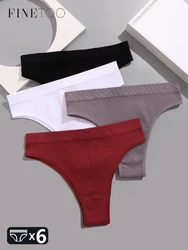 FINETOO 6pcs Women Striped Underwear Sexy Breathable Brazilian Panties Low-Waist Sport Thongs Female Ultra-Soft Comfort Lingerie