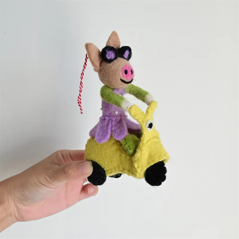 اليدوية الصوف ورأى خنزير سحر لطيف الحيوان حقيبة الكلب قلادة المفاتيح محفظة فريدة معلقة حلية الإبداعية هدية للأصدقاء