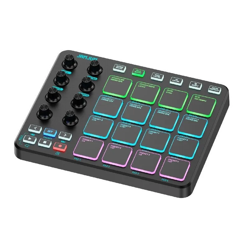 Bluetooth MIDI Drum Pad, 16 Keys Portable Mini Keyboard, Built-in Battery for Wireless Beat Making & Live Performance