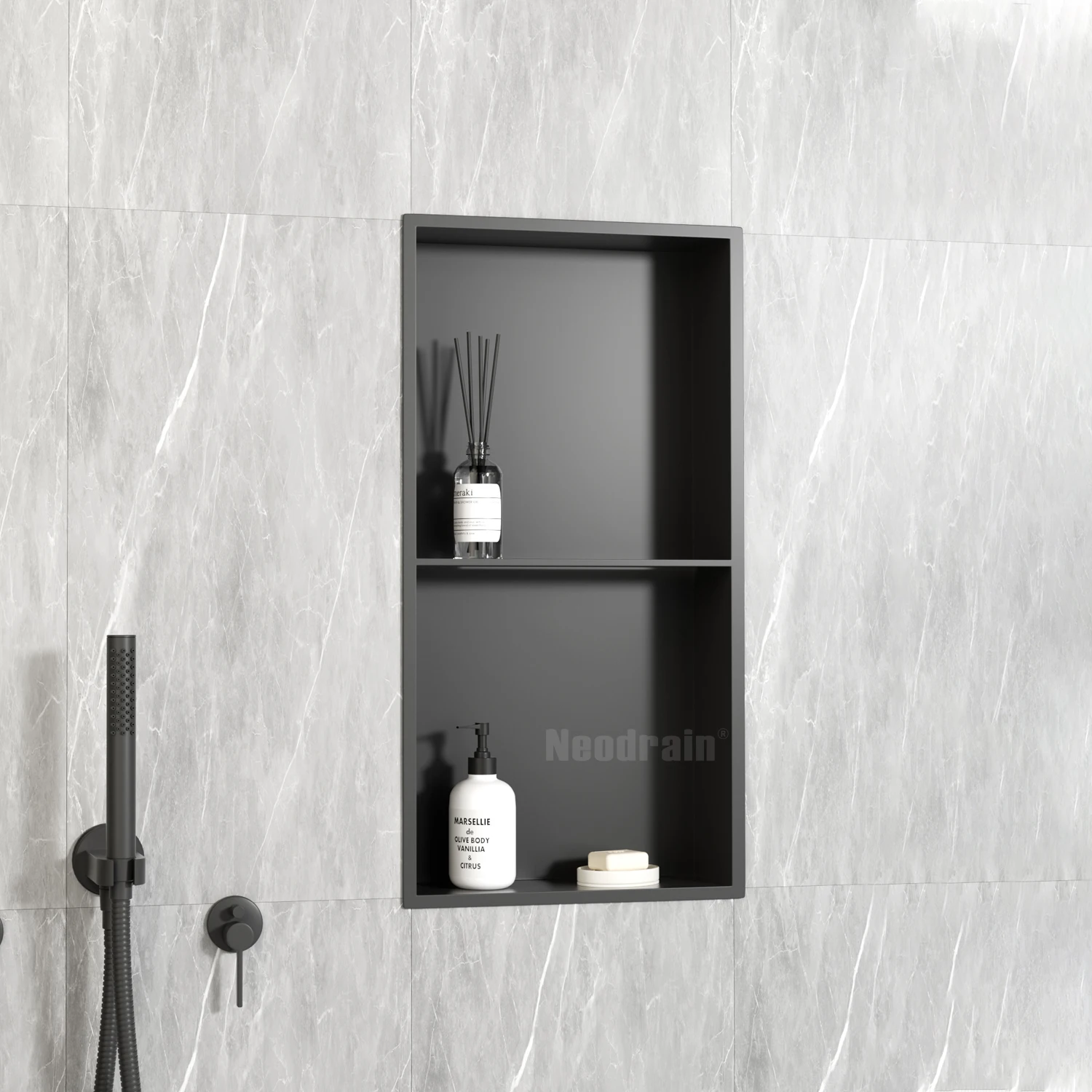 

Modern 304 Stainless Steel Wall Decor 2mm Board SN Shelf Shower Niche for Bathroom Hotel Use Modern Shower Room Accessories