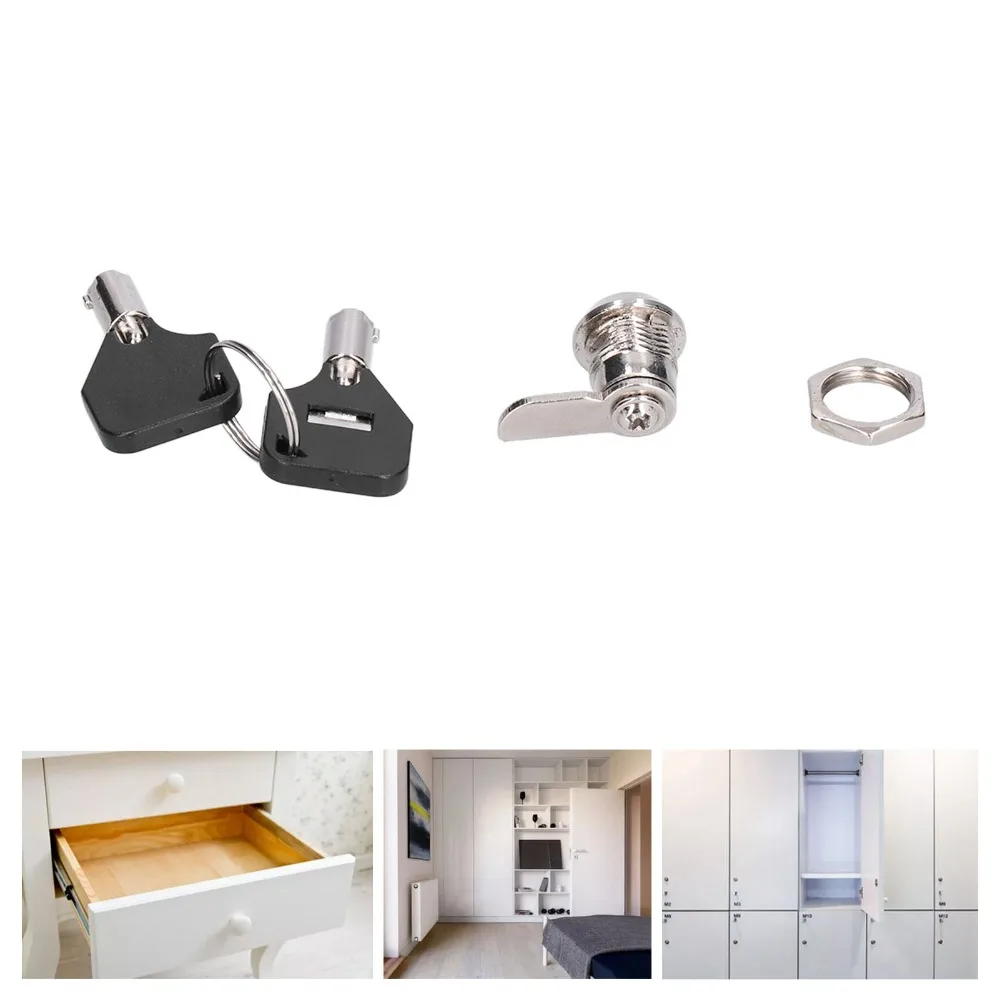 2 set Secure 4 Keys Included Cabinet Cam Lock Durable Versatile File Cabinet Lock Drawer Lock Home