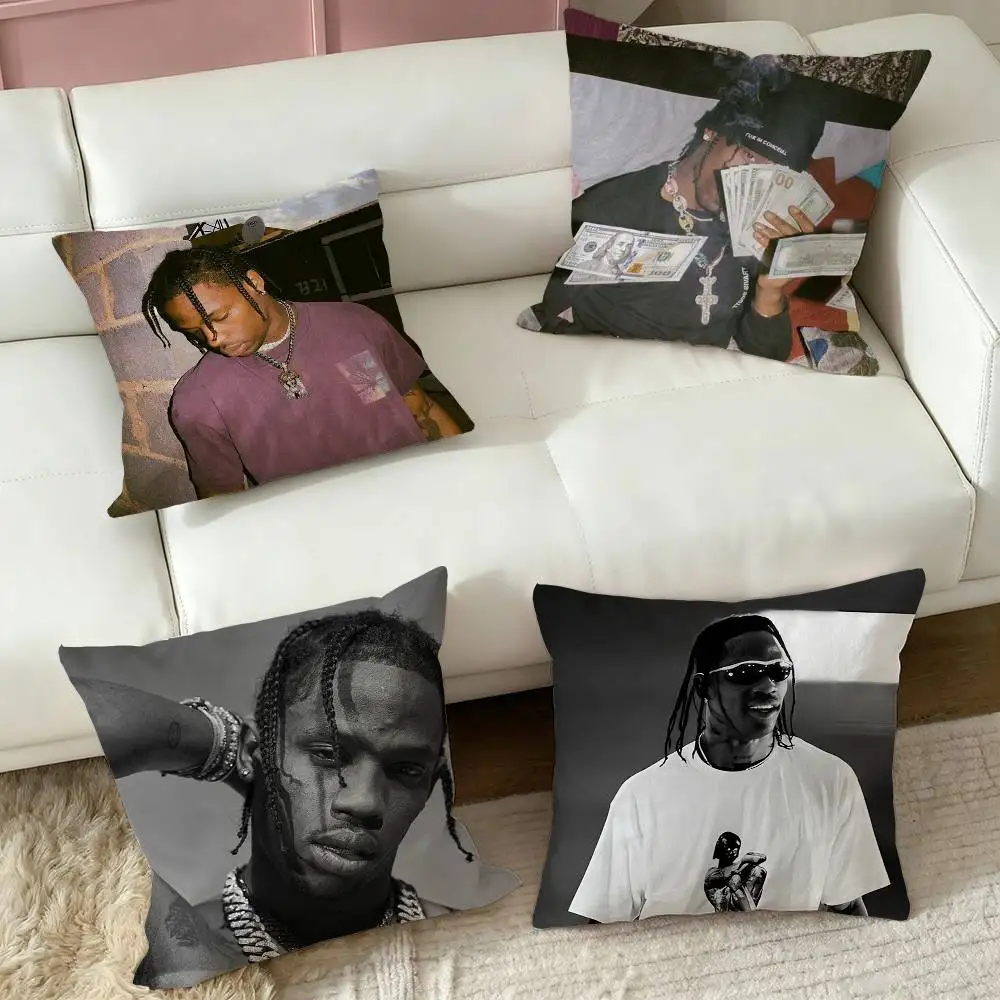 Popular Rapper T-Travis Scott   Pillow Case Square Double-Sided Sofa Cushion Cover Bedroom Bedside Pillow