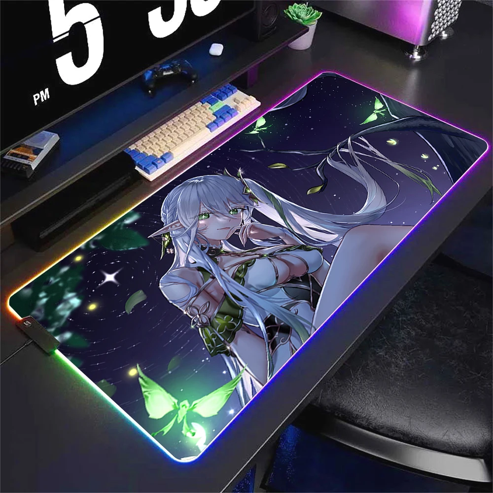 Genshin Impact Nahida Mouse Pad Office PC Computer HD Printing Desk Mat Game RGB XXL Locking Edge Luminescence Mousepad 900x400