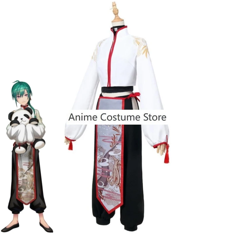 YouTuber VTuber Ryushen Ryuu Shen NIJISANJI SEEDs Cosplay Costume Green Wig Anime Chinese Style Uniform Outfit Halloween Suit