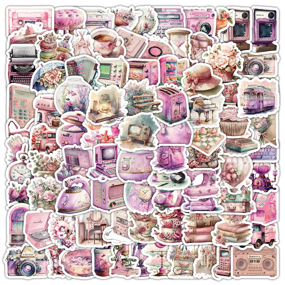 

10/30/50/100pcs Retro Pink Aesthetic Artsy Stickers Decals Graffiti Stationery Phone Planner Waterproof Vintage Sticker Toy Gift