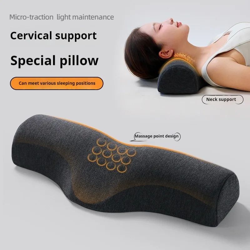 ネックピロー-頸椎枕-円筒形メモリーフォーム-硬い首の痛み緩和-睡眠用トラベルボルスターピロー-ベッド用-背中で寝る人向け