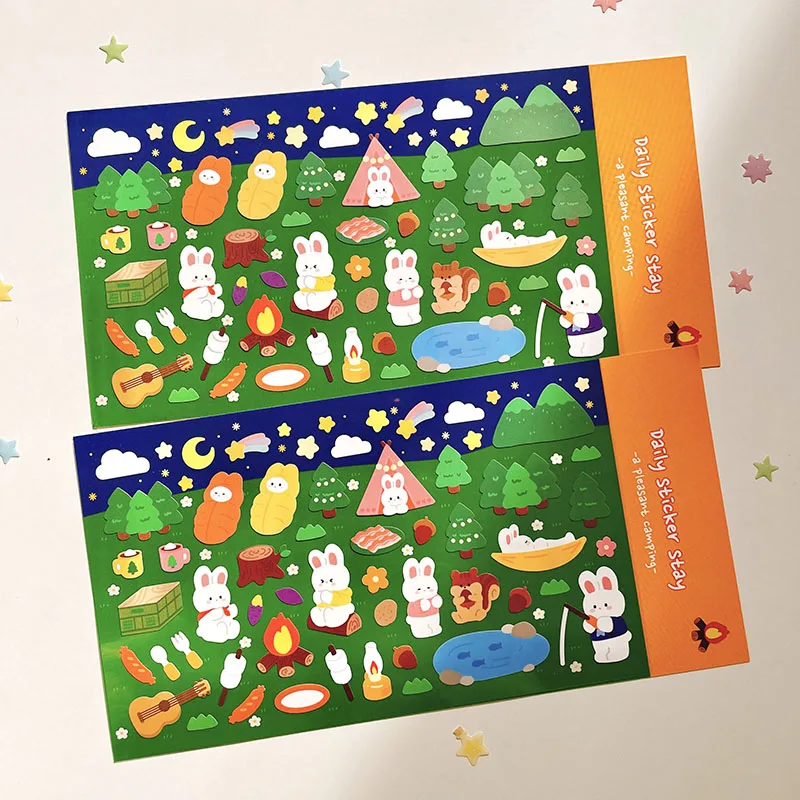 1 pc Korean Import Original BONITO Cute Rabbit Pleasant Camping Paper Stickers Scrapbooking Diy Journal Stationery Sticker Gift