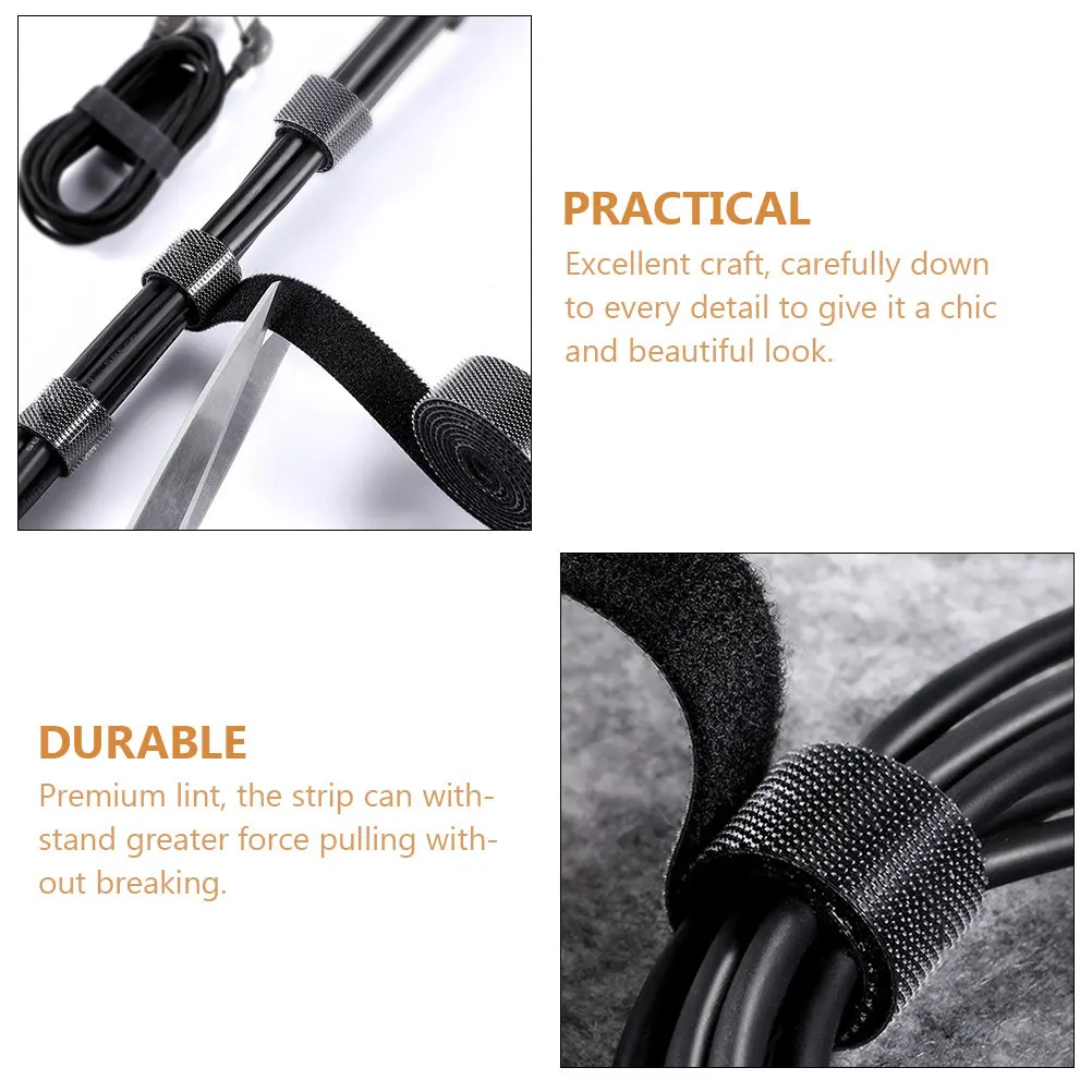 Reusable Fastening Cable Tie 3-Meter Hook Loop Cord Organizer Strap Strong Adhesion Cable Management Tape Wire Ties for Laptop