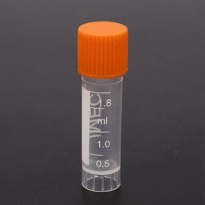 100Pcs 1.8Ml Plastic Graduated 0.063Oz Cryovial Test Tube Sample Pipe With Seal Cap