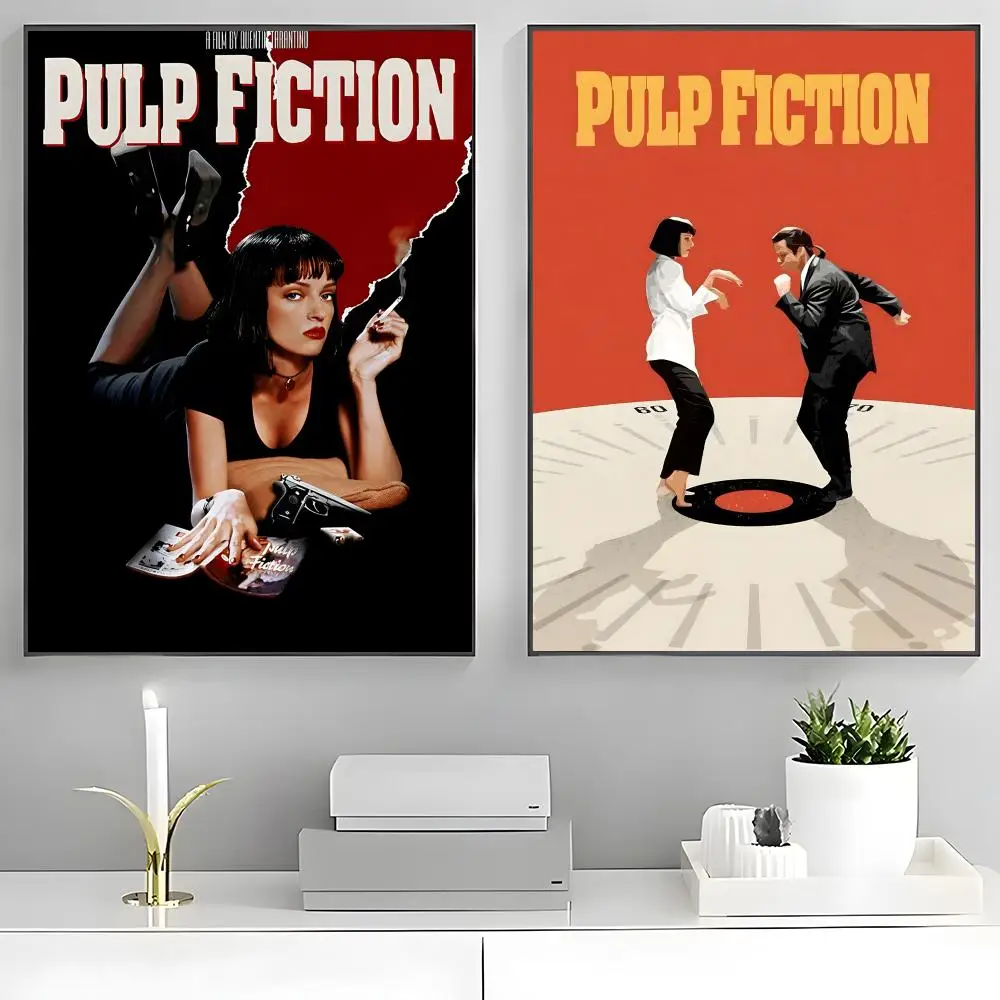 P-Pulp Fiction Poster Poster Stickers Painting Mural HD Wall Decals for Bedroom Living Room Home Self-Adhesive