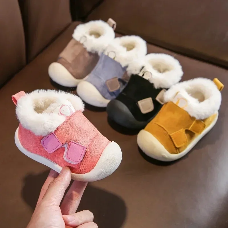 Autumn Winter Baby Girls Boys Snow Boots Warm Plush Infant Shoes Kids Outdoor Shoes Comfortable Soft Soled Children Cotton Shoes