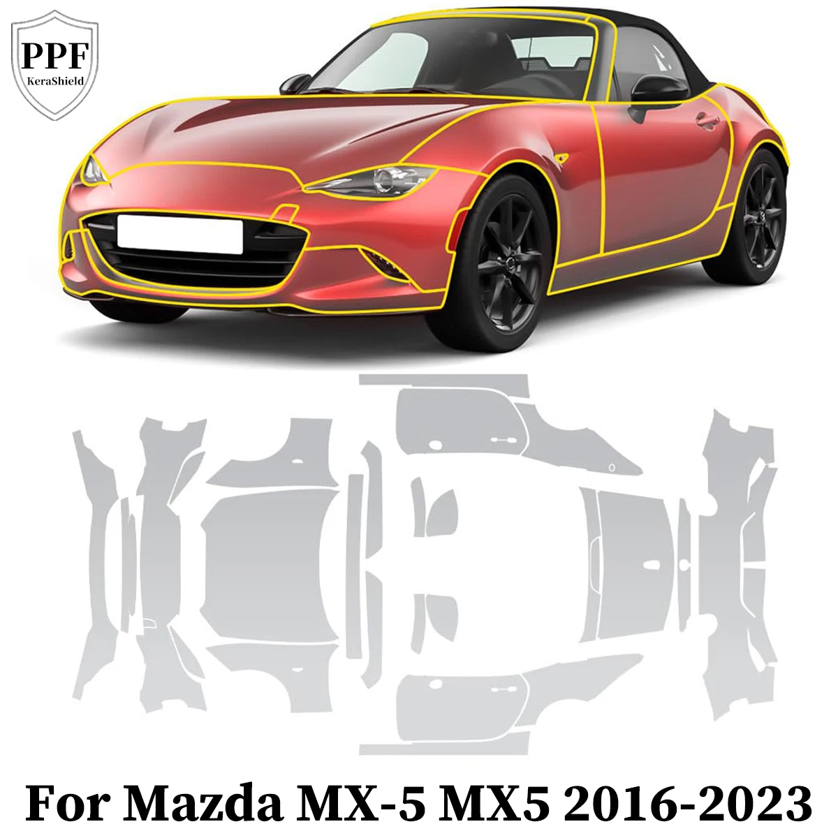 

Pre-cut PPF For Mazda MX-5 MX5 2016-2023 Clear TPU Paint Protection Film Car Exterior Cover Anti-Scratch Resistant Repairable