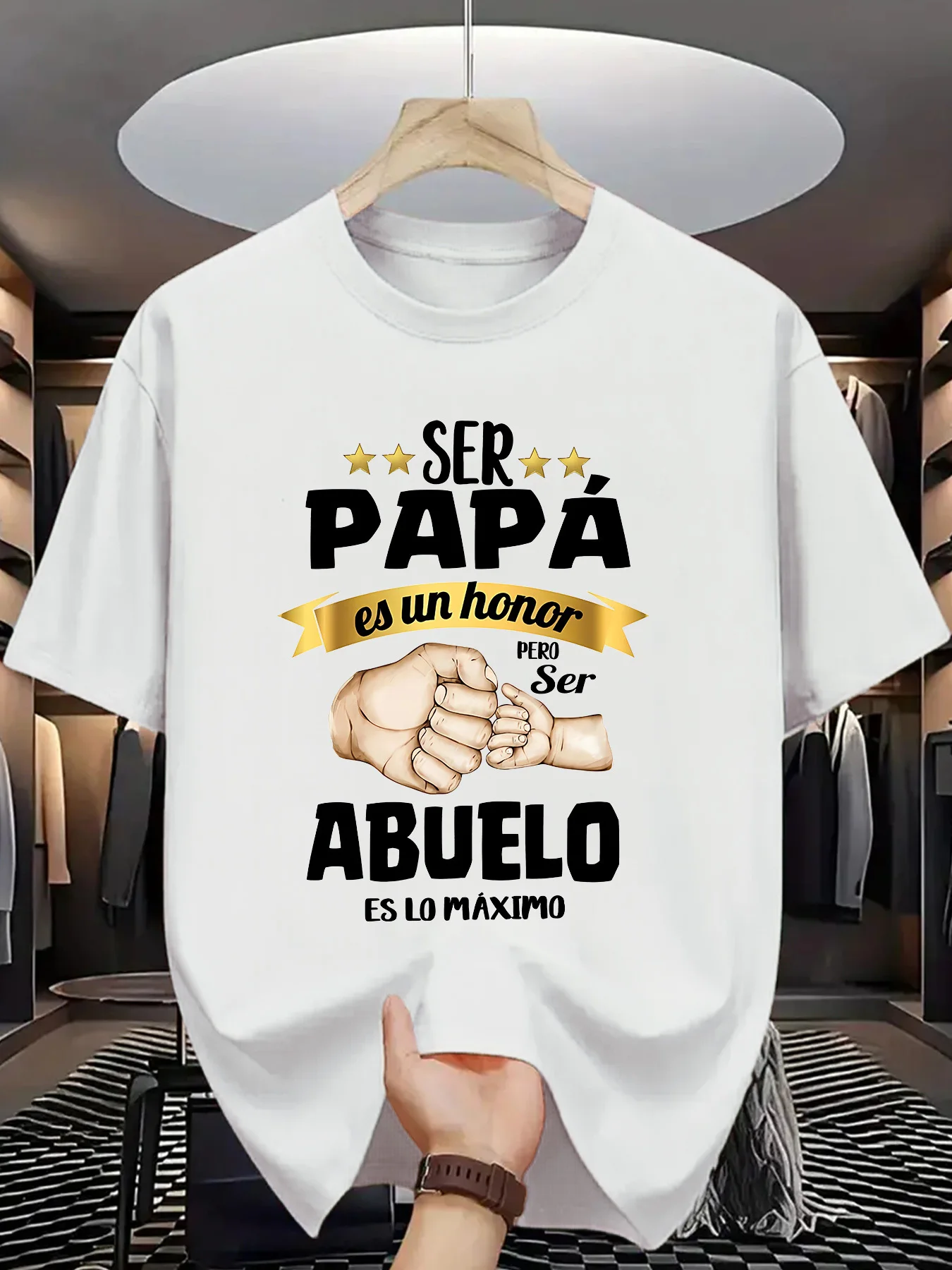 

Men's T-Shirt with "Being a Dad Is an Honor" Graphic - Comfortable Cotton Short Sleeve Round Neck Summer Tee, Father's Day