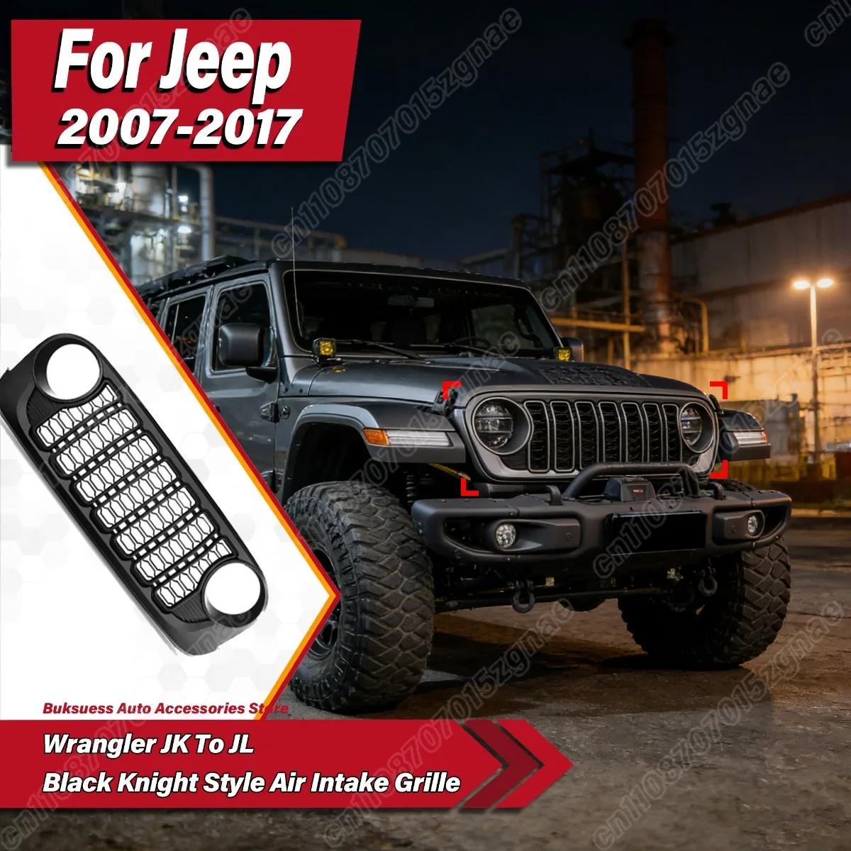 

For Jeep Wrangler JK To JL 2007 2008 2009 2010 2011 2012 2013 2014 2015 2016 2017 Car Front Air Intake Radiator Grille Body Kit