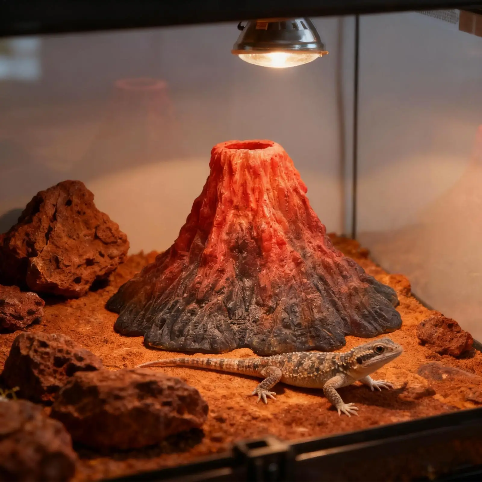 Fish Tank Bubbler Decorations Volcano Resin Sculpture Geological Bubbler Cave Aquarium Decorations For Aquatic Betta Catfish
