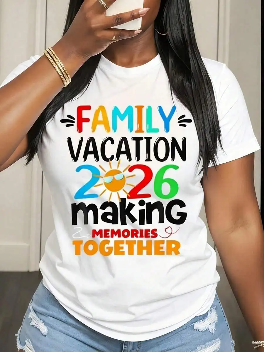 Unisex Family Vacation 2026 Making Memories Together Print Matching Summer Travel Casual Short Sleeve Crew Neck Graphic T‑Shirt Tee Top