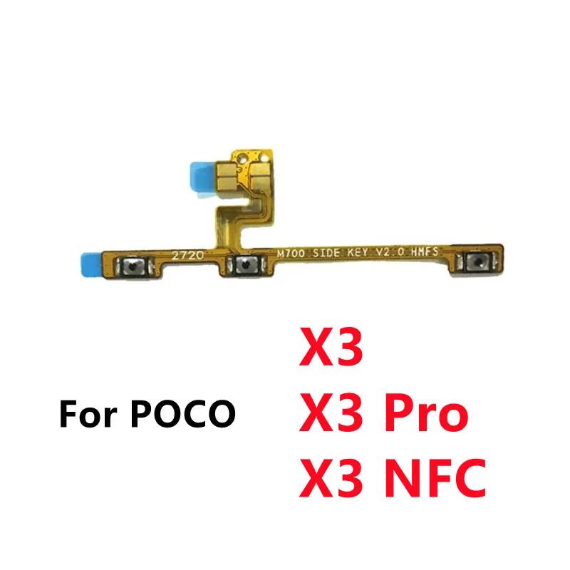 New Power Volume Flex Cable ON OFF Side Button Switch Flex Cable For Xiaomi Poco X3 / X3 Pro / X3 NFC Replacement Spare Parts