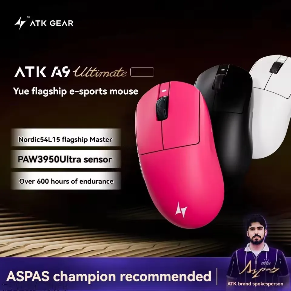 ATK Dragonfly A9 Ultimate Gaming Esports 2.4g Wireless Mouse Paw3950 Ultra Ergonomic Long-Lasting Battery Gaming Mouse Gift