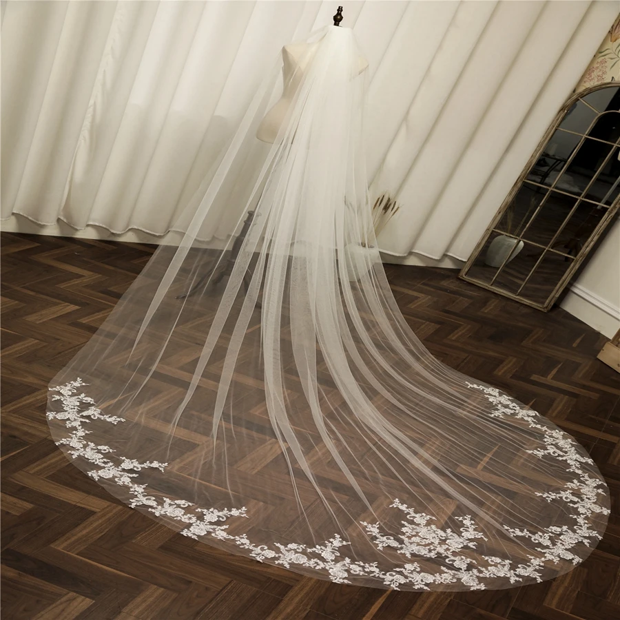 New Arrival White Ivory Cathedral wedding veils for bride accesories Veu de noiva matrimonio Bridal Veil hochzeit bodas