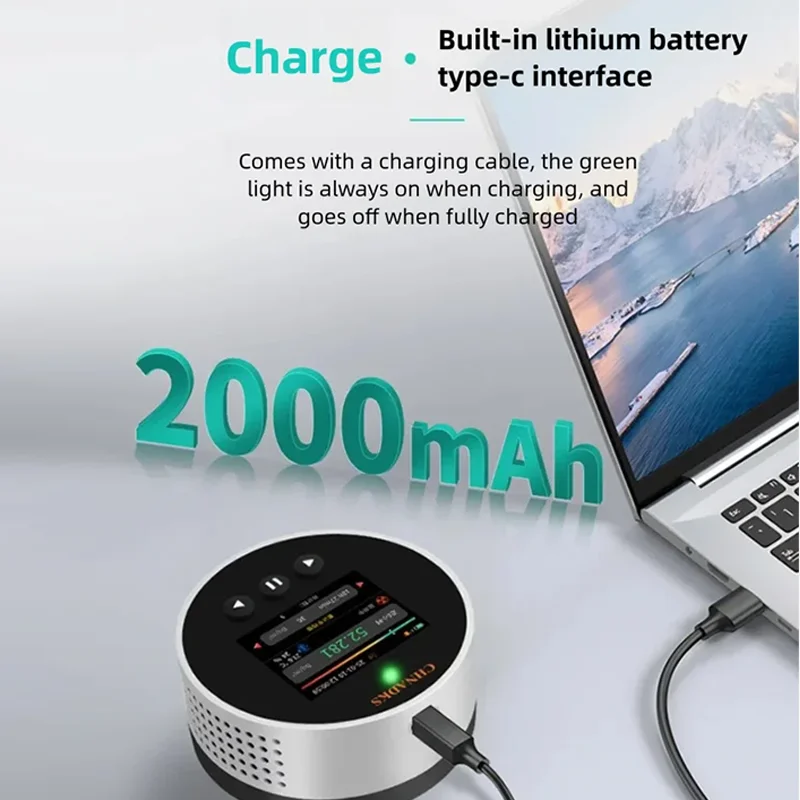 كاشف الراديون 3.3Bq-37kBq/m3 (0.09-1000 pCi/L) 2000mAh Type-C بطاريات قابلة للشحن شاشة الكريستال السائل تخزين البيانات للمكتب المنزلي
