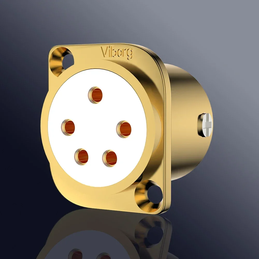 Viborg CF205G Pure copper 24K Gold plated 5poles XLR socket accept Stax Pro Bias headphone plug