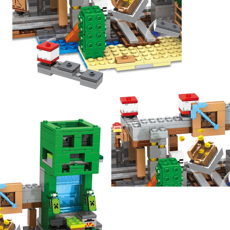 643 قطعة من ألعاب الكرتون الخضراء الوحش منجم رمح السكك الحديدية خام سيارة بنة لعبة تعليمية للأطفال هدية