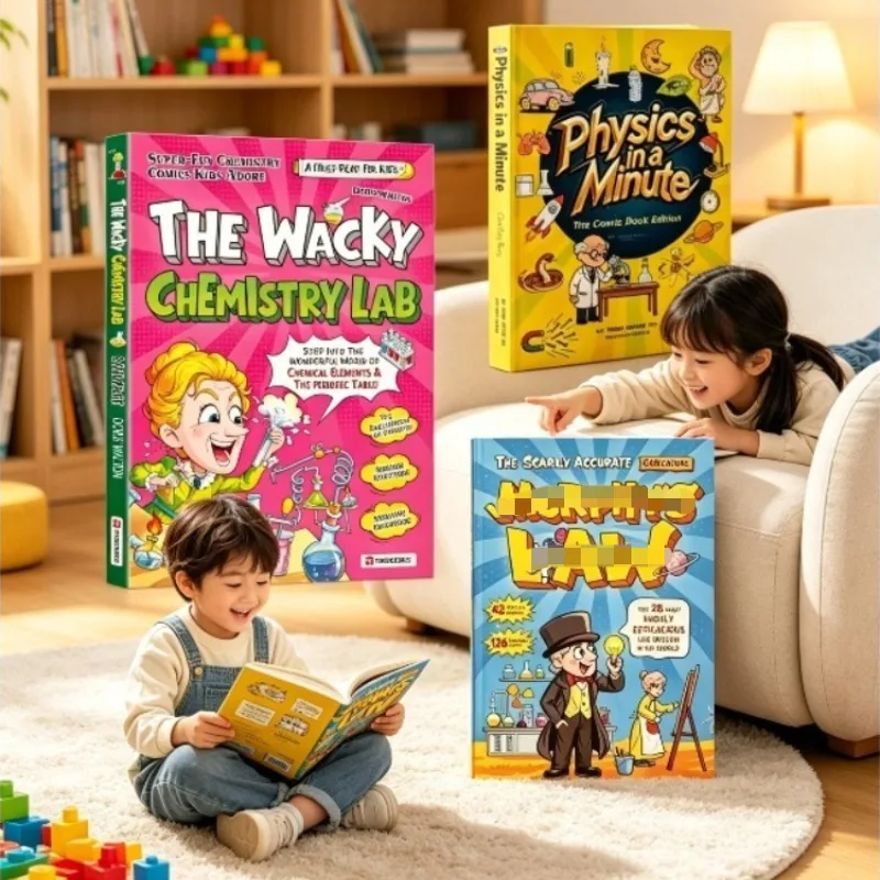 3 Books Set La Ley De Murphy + The Wacky Chemistry Lab + Physics in A Minute Kids Science Comic Book Educational for Children