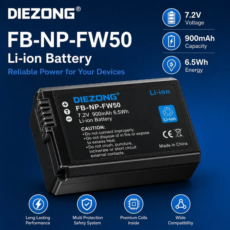 NP-FW50 Battery with Charger for Sony Camera A6300 A6000 A6S2 A6100 A6500 A7M2 A7R2 NEX-3 A7 A7M2 A7R 7SM2 7M2 A33 A35 A37 A5