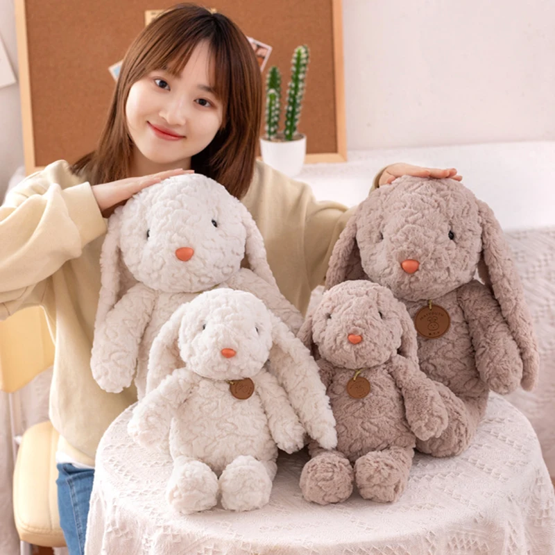 1Pcs New Cute Animal Rabbit Doll Plush Toys Lovely Fluffy Bunny Toys Long Ears Bunny Toy Children's Soothing Dolls Birthday Gift