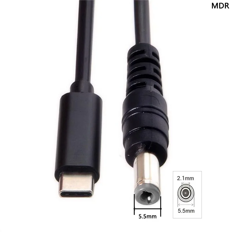 노트북 노트북용 C 타입 USB-C 컨버터, 전원 PD 충전 케이블, 65W 입력-DC 5.5x2.1, 5.5x2.5mm