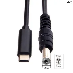 Type C USB-C Converter 65W Input to DC 5.5*2.1/5.5*2.5mm Power PD Charge Cable for Laptop Notebook
