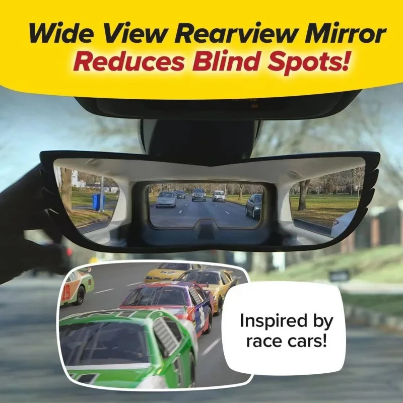 Car Wide-Angle Rearview Mirror Thickened Anti-glare HD Car Rear View Mirror Clear Tint Convex Mirror Fits Most Cars, SUVs, Truck