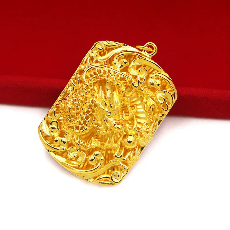 9999 gold thickened men's version dragon pendant - deep sea dragon king large pendant for good fortune, protection =