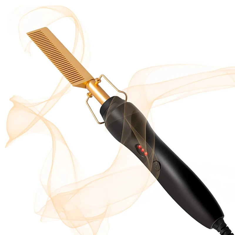 

Portable Smart Electric Hair Straightener Brush Pressing Hot Comb Titanium Copper Hair Curling Comb Magic Hair Curler