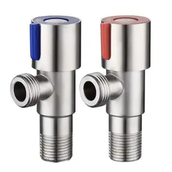 SUS304 Stainless Steel Angle Stop Valves with OFF ON Switch G1/2 Cold Hot Water Stop Valve for Bathroom Toilet Sink, Copper Core