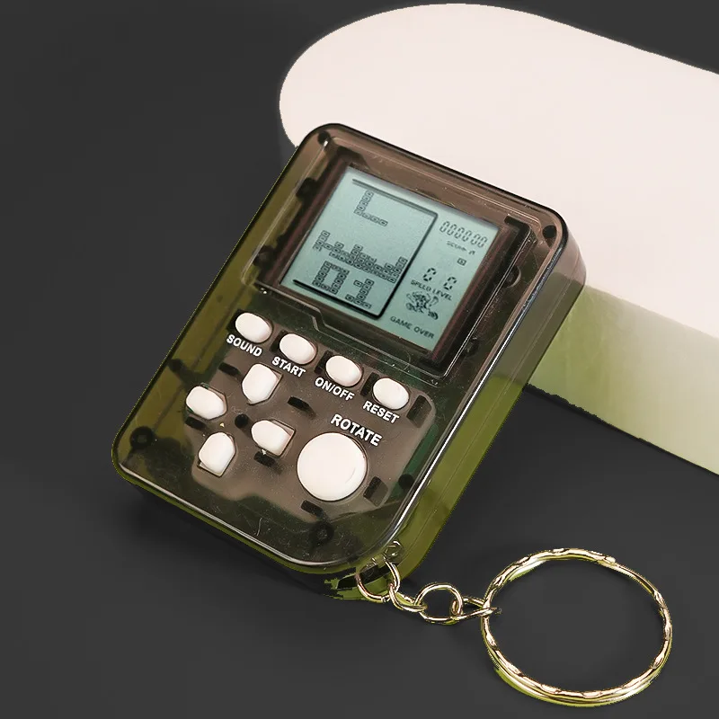 Block Electronic Game Console Nostalgic Handheld Mini Game Console Keychain Pendant