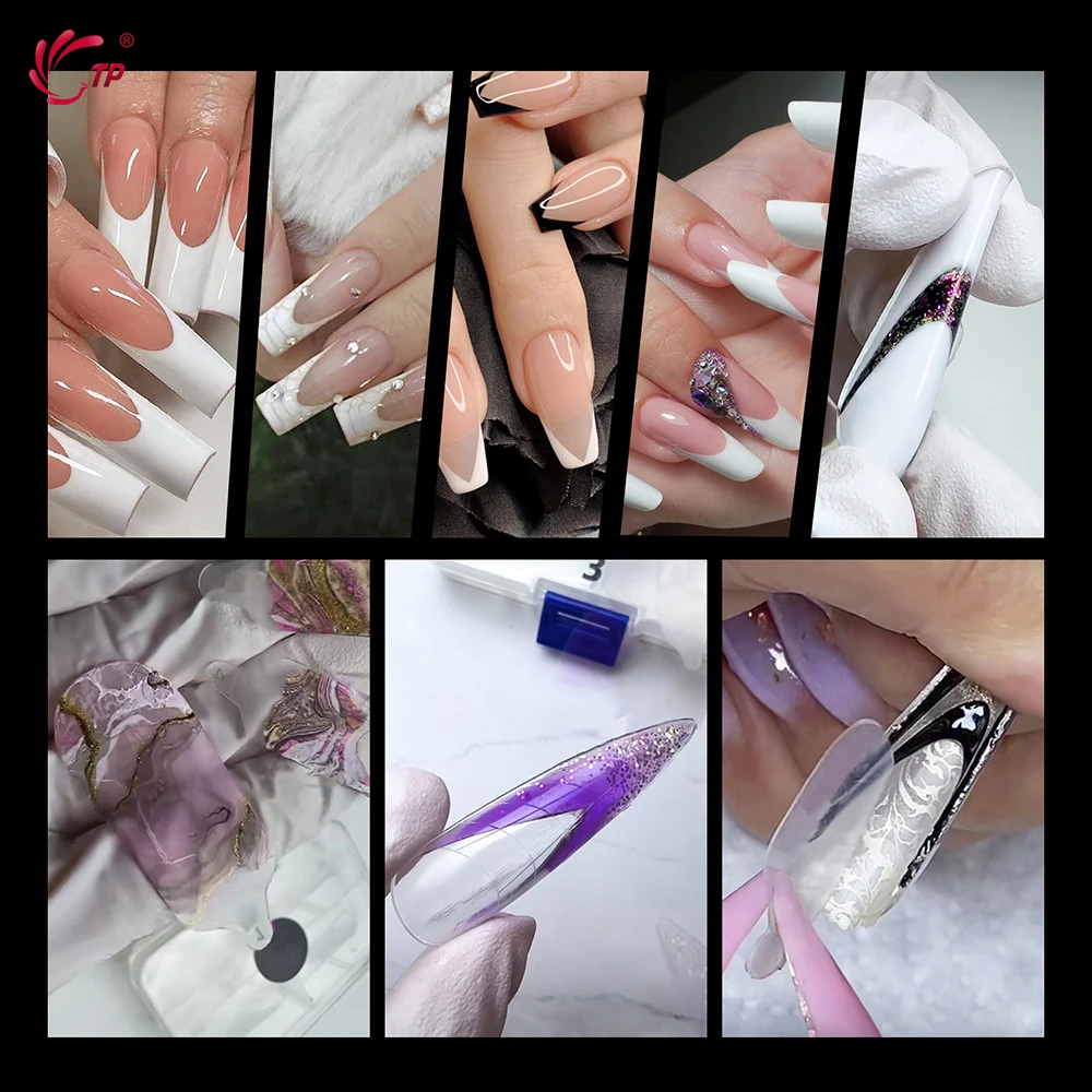 TP 60pcs/120pcs Dual Forms Nail Stickers for Extension Building Gel French Nail Mold Reusable Soft Silicone Pads Manicure Tools